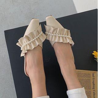 Ruffled Beaded Mules