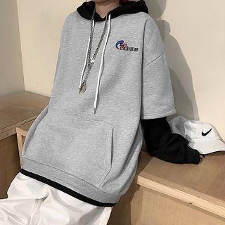 Mock Two-piece Logo Hoodie