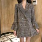 Bell-sleeve Plaid Double-breasted Blazer