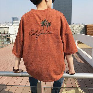 Embroidered Back 3/4 Sleeve T-shirt