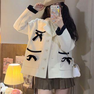 Bow Coat Black Bows - White - One Size