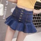 Ruffle Hem Denim Miniskirt