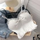 Padded Shirred Embellished Lace Trim Camisole Top