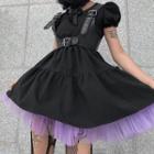 Short Sleeve Ruffled-trim A-line Dress