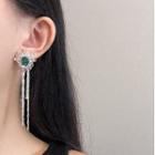 Flower Faux Crystal Alloy Fringed Earring 1 Pair - White - One Size