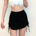 Fitted Drawcord Mini Skirt
