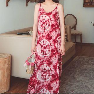 Spaghetti Strap Tie Dye Maxi Dress