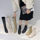 Faux Leather Block Heel Ankle Boots / Tall Boots