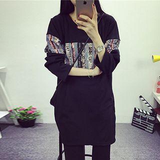 Patterned Panel Pullover Dress