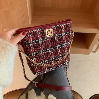 Plaid Fabric Bucket Bag