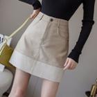 Faux Leather Paneled Mini A-line Skirt