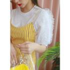 Frilled Puff-sleeve Cotton Top