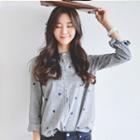 Stand Collar Embroidery Blouse