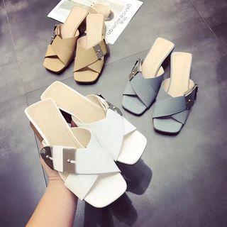Cross-strap Low-heel Slide Sandals