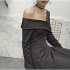 V-neck A-line Midi Dress