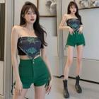 Chain Strap Graphic Print Camisole Top / Drawstring Shorts