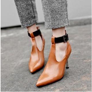 High-heel Buckled Ankle Boots