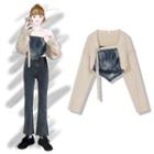 Asymmetric Tie-dyed Bandeau / Buckled Cardigan