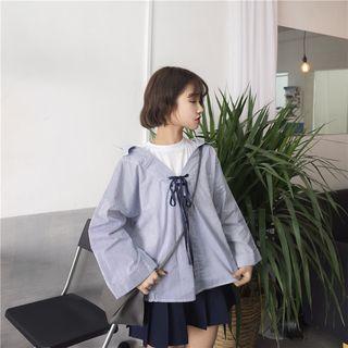 Mock Two Piece Lace Up Long Sleeve Top