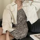 Faux Leather Jacket / Zebra Strappy A-line Dress