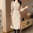 Chiffon-sleeve Midi Mermaid Dress