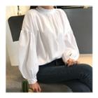 Frill-neck Button-shoulder Top