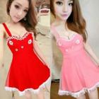 Lace Trim Strappy A-line Mini Dress