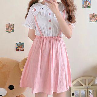 Short-sleeve Rabbit Ear A-line Dress