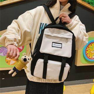 Two-tone Lettering Cotton Backpack