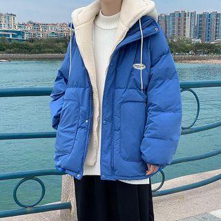 Mock Two-piece Logo Hooded Padded Jacket