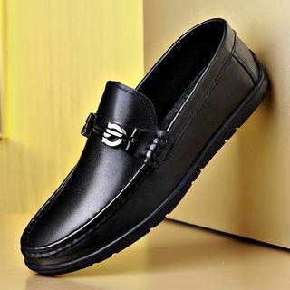 Faux Leather Round Toe Horsebit Loafers