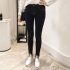 Letter Embroidered Skinny Jeans