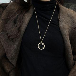 Smiley Face Pendant Necklace Necklace - Smiley Face - Gold - One Size