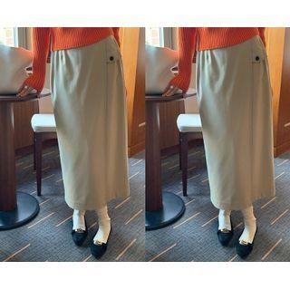Flap-detail Long Wrap Skirt