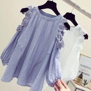 Cold Shoulder Floral Detail Blouse