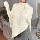 Half-zip Asymmetrical Cable-knit Sweater