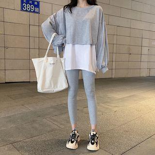 Mock Two Piece Plain Top / Plain Leggings