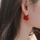 925 Silver Red Heart Earring Red - Red