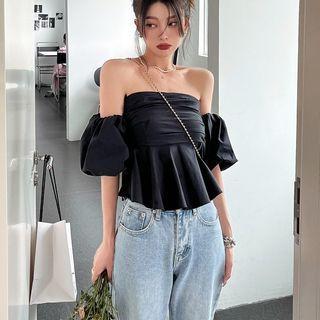Puff-sleeve Off-shoulder Flowy Blouse
