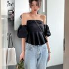 Puff-sleeve Off-shoulder Flowy Blouse