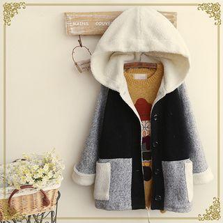 Panel Hooded Single-breasted Coat