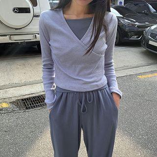 V-neck Cropped Wrap Top