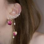 Rhinestone Floral Drop Stud Earring