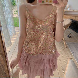 Sequin Camisole Top / Layered Skirt