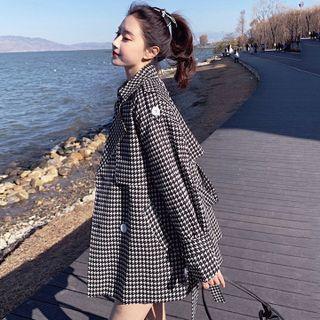Houndstooth Double-breasted Trench Jacket