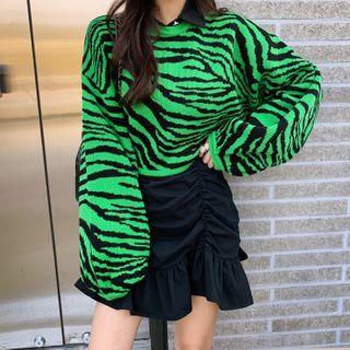Zebra-printed Cropped Sweater