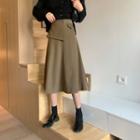Asymmetrical Plain Midi Skirt