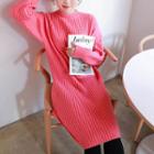 H-line Midi Rib-knit Dress Pink - One Size