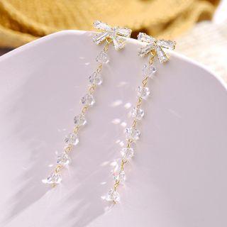 Rhinestone Drop Earring Qr222 - 1 Pair - Gold - One Size