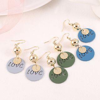 Lettering Disc Dangle Earring